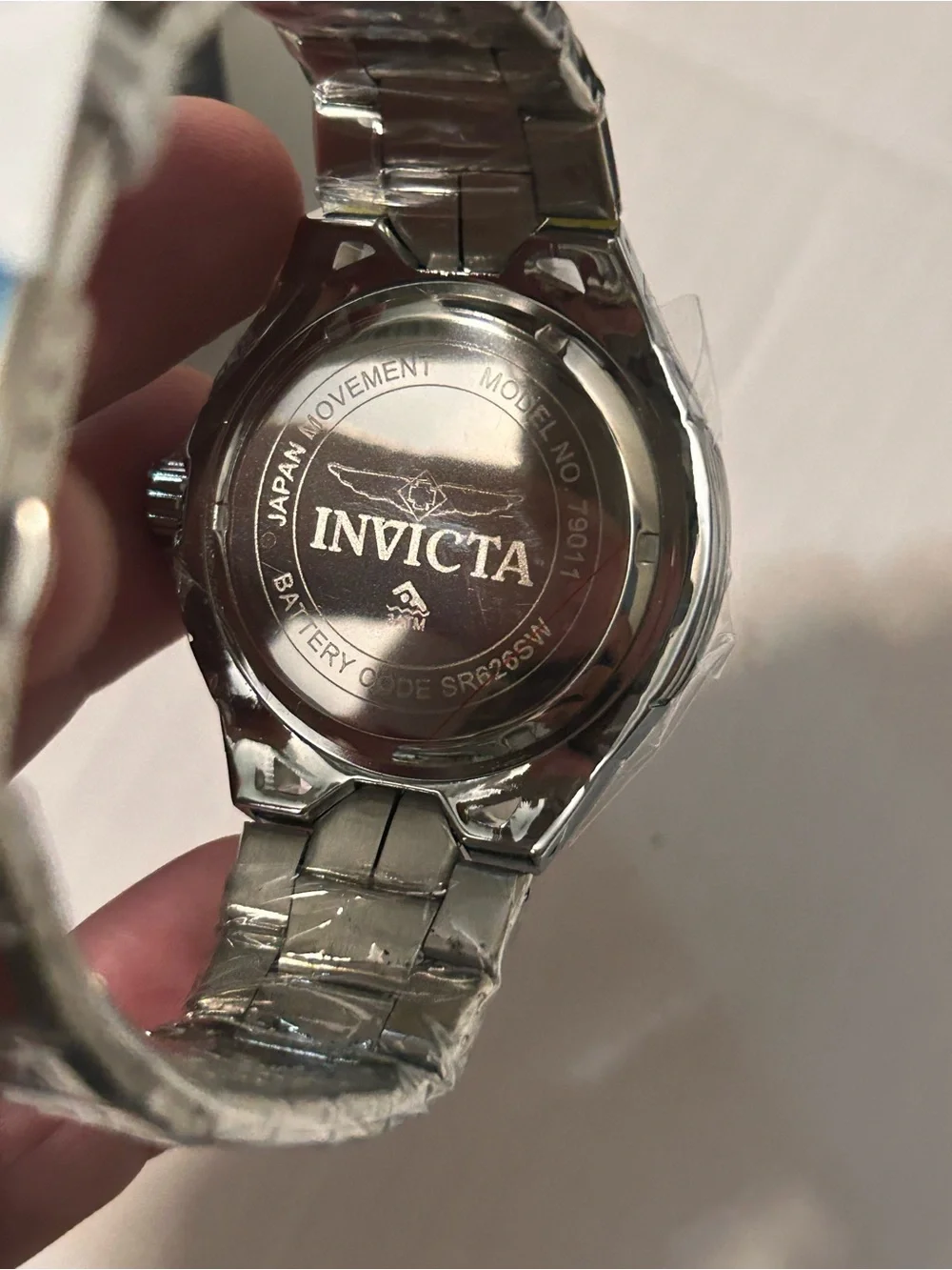 Invicta Silver Stainless Steel Skeleton Dial Watch with Yellow Box